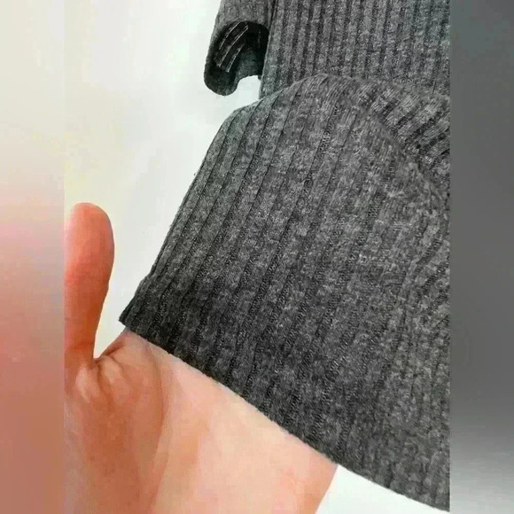 Topshop Women’s Grey Ribbed Sleeve Cut Out Punk Grunge Short  Sleeve Shirt Small - Picture 5 of 9